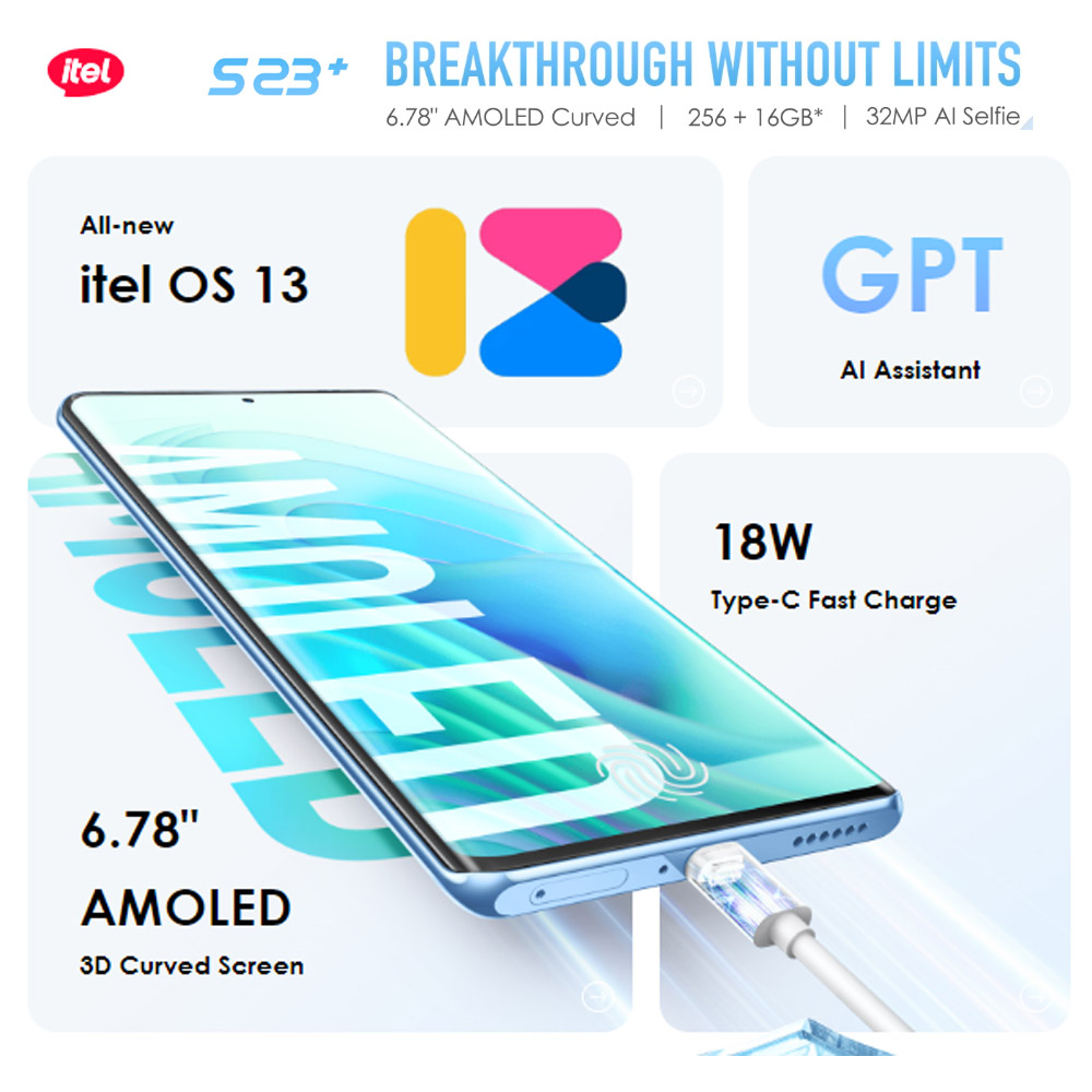 Itel S23+ Dual SIM Smartphone 16GB* RAM 256GB 4G price in uae