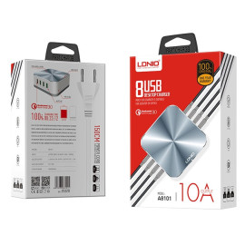 LDNIO A8101 QC3.0 50W 8 Ports Desktop Charger EU US Plug For iPhone X 8Plus OnePlus 5 Xiaomi Mi 6 S8 price in uae