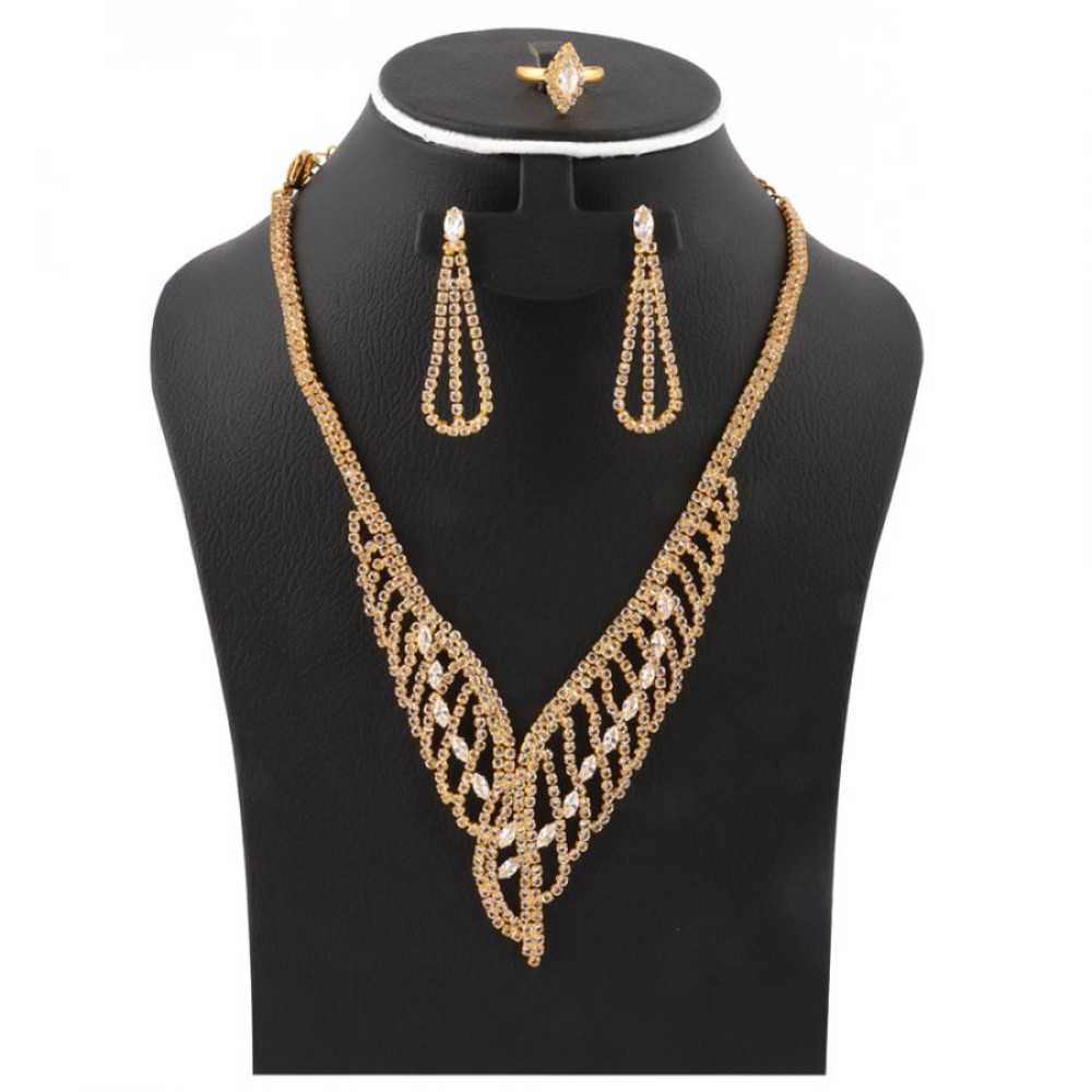 Milano 18K Gold Plated Ring, Earing & Necklace Set, M26 price in uae