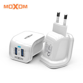 Moxom EU Plug Dual USB Charger For iPhone iPad 5V 2.4A USB Wall Charger Dual Ports Charger Adapter For Samsung Mobile Phone Charger price in uae