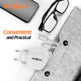 Moxom EU Plug Dual USB Charger For iPhone iPad 5V 2.4A USB Wall Charger Dual Ports Charger Adapter For Samsung Mobile Phone Charger price in uae