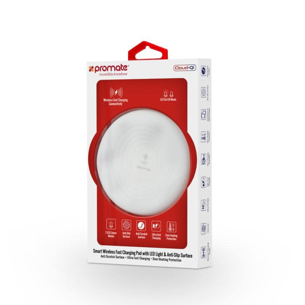 Promate Cloud-Qi Smart Wireless Charging Pad with LED Light & Anti-Slip Surface price in uae
