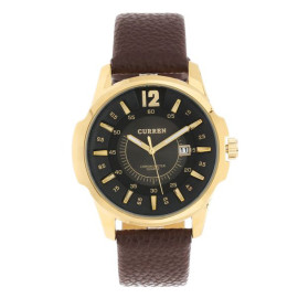 Curren 8123 Mens  Black Dial Leather Band Watch  price in uae