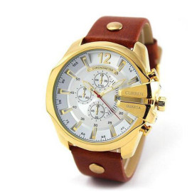 Curren 8176 Watch with Leather Strap (Brown&White) price in uae