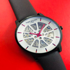 Keep Moving Men's Leather Mechanical Watch - K1636A price in uae