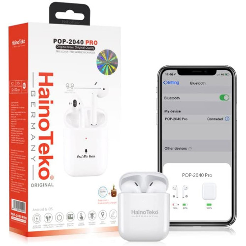 Haino Teko Germany pop 2040 pro  Wireless Air Pods With Free Cover & Wireless Charger  Haino Teko Germany pop 2040 pro  Wireless Air Pods With Free Cover & Wireless Charger Price In UAE