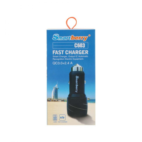 Smartberry Fast Charger QC3.0 + 2.4A, C603  Smartberry Fast Charger QC3.0 + 2.4A, C603 Price In UAE