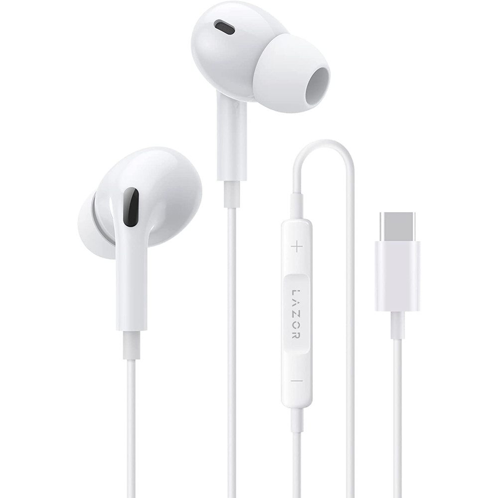 Lazor Mystic PlusWired In Ear Earphone with Stereo Sound Driver Type C Audio EA162 White, standard