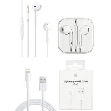 Apple In-Ear Handsfree And Lightning Cable For Apple iPhone White