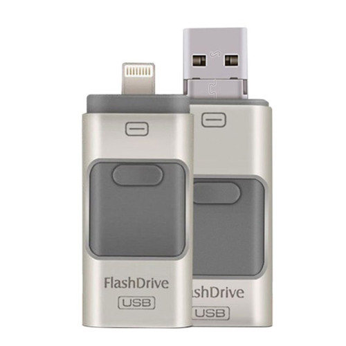 OTG Card Reader With Lightning And MicroUSB Ports Gold 32 GB  OTG Card Reader With Lightning And MicroUSB Ports Gold 32 GB Price In UAE