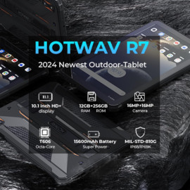 HOTWAV R7 Rugged Tablet Android 13, 15600mAh 10.1 Inch HD+ 12GB+256GB/(2TB TF) Waterproof Tablet PC, 16MP+16MP Camera Octa-Core IP68&IP69K/Dual SIM 4G/LTE/5G WiFi/Face ID/GPS/OTG/Widevine L1 (Gray)  price in uae