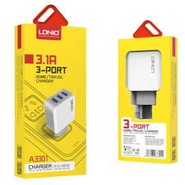 LDNIO A3301 Fast Charge, Quick, Travel, Wall,Home Charger - 3 Port For IOS & Android price in uae