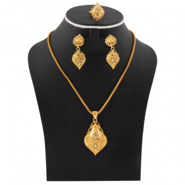 Milano 18K Gold Plated Ring, Earing & Necklace Set, M15