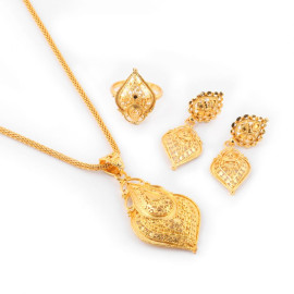 Milano 18K Gold Plated Ring, Earing & Necklace Set, M15 price in uae