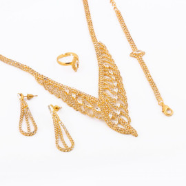 Milano 18K Gold Plated Ring, Earing & Necklace Set, M26 price in uae