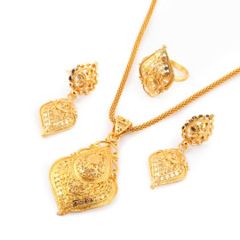 Milano 18K Gold Plated Ring, Earing & Necklace Set, M15 price in uae