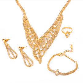 Milano 18K Gold Plated Ring, Earing & Necklace Set, M26 price in uae