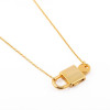 Milano 18K Gold Plated Lock Design Necklace, M44 - Silver + Band watch