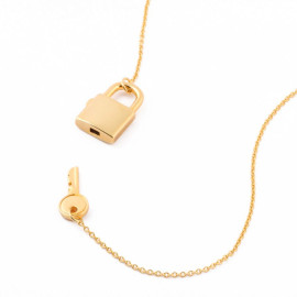 Milano 18K Gold Plated Lock Design Necklace, M44 price in uae