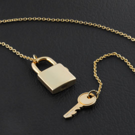 Milano 18K Gold Plated Lock Design Necklace, M44 price in uae
