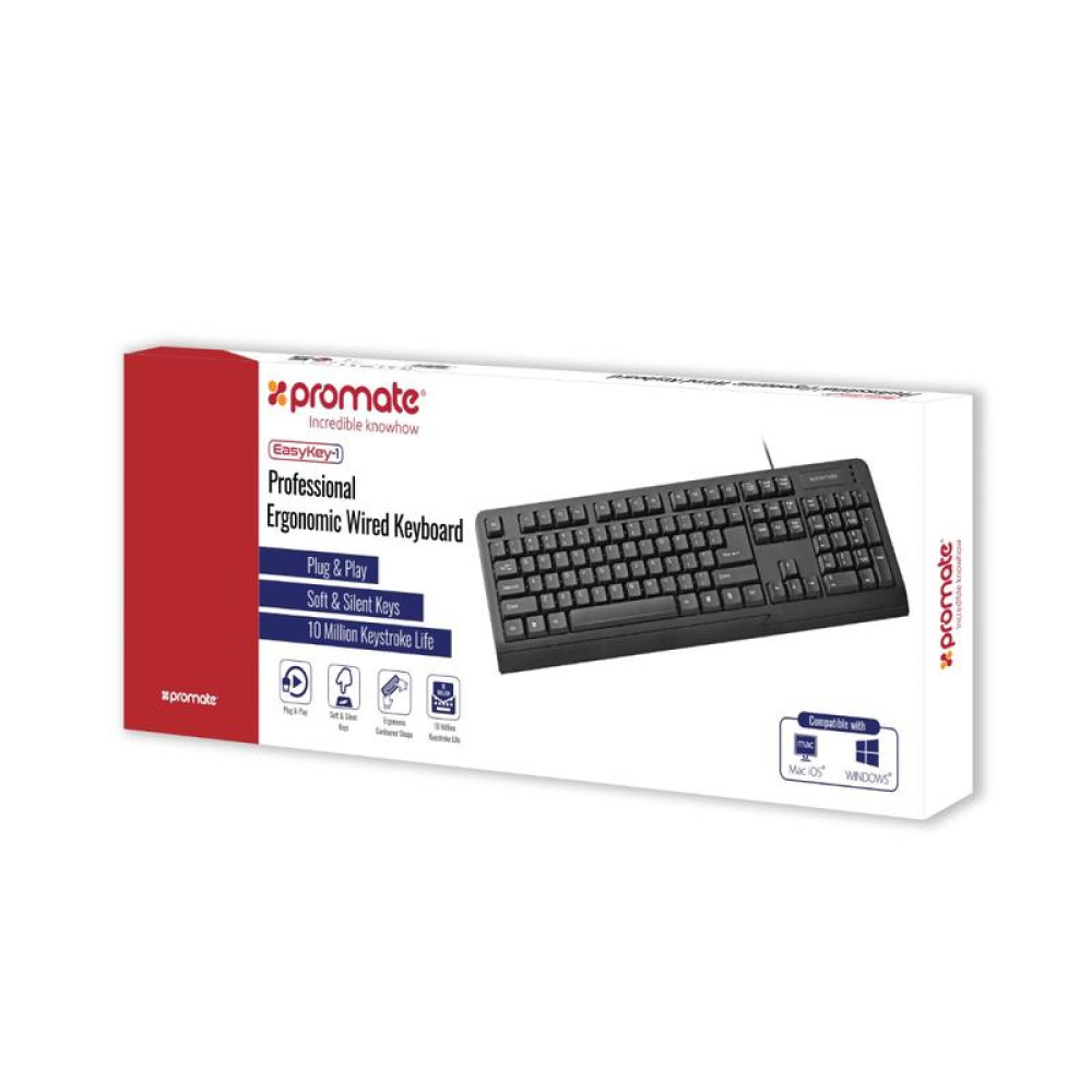 Promate EasyKey-1 Professional Ergonomic Wired Keyboard price in uae