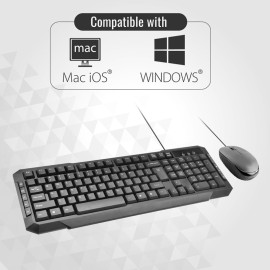Promate EasyKey-3 Sleek Ergonomic Multimedia Wired Keyboard & Mouse price in uae