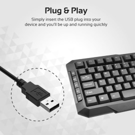 Promate EasyKey-3 Sleek Ergonomic Multimedia Wired Keyboard & Mouse price in uae