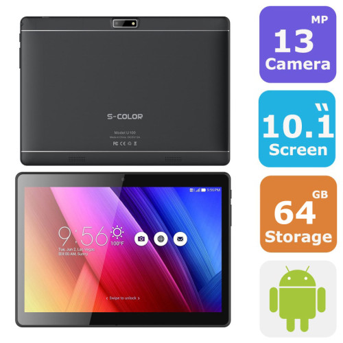 S-COLOR U100 Dual sim Tablets (Android 8.1,10.1 Inch, 4G+WiFi,64GB+4GB)  S-COLOR U100 Dual sim Tablets (Android 8.1,10.1 Inch, 4G+WiFi,64GB+4GB) Price In UAE