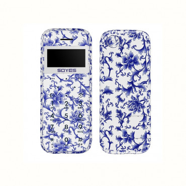 Soyes M11 Wood Shell Ultra Thin Mini Card Mobile Phone Pocket Students Low Radiation Cellphone Blue And White Porcelain Grain-in Mobile Phones