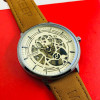 Keep Moving Men's Leather Mechanical Watch