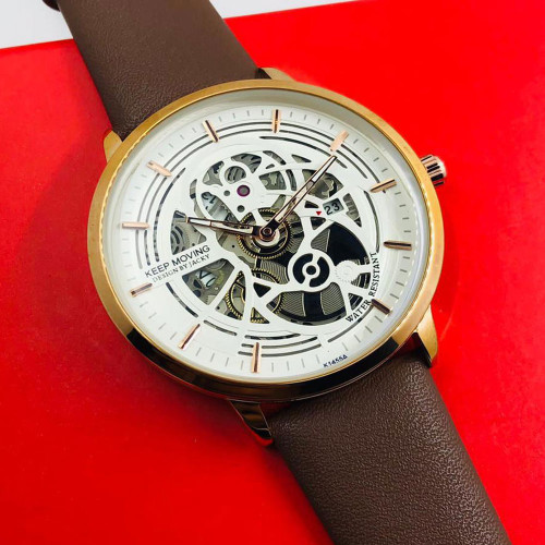 Keep Moving Men's Leather Mechanical Watch - K1455A  Keep Moving Men's Leather Mechanical Watch - K1455A Price in uae