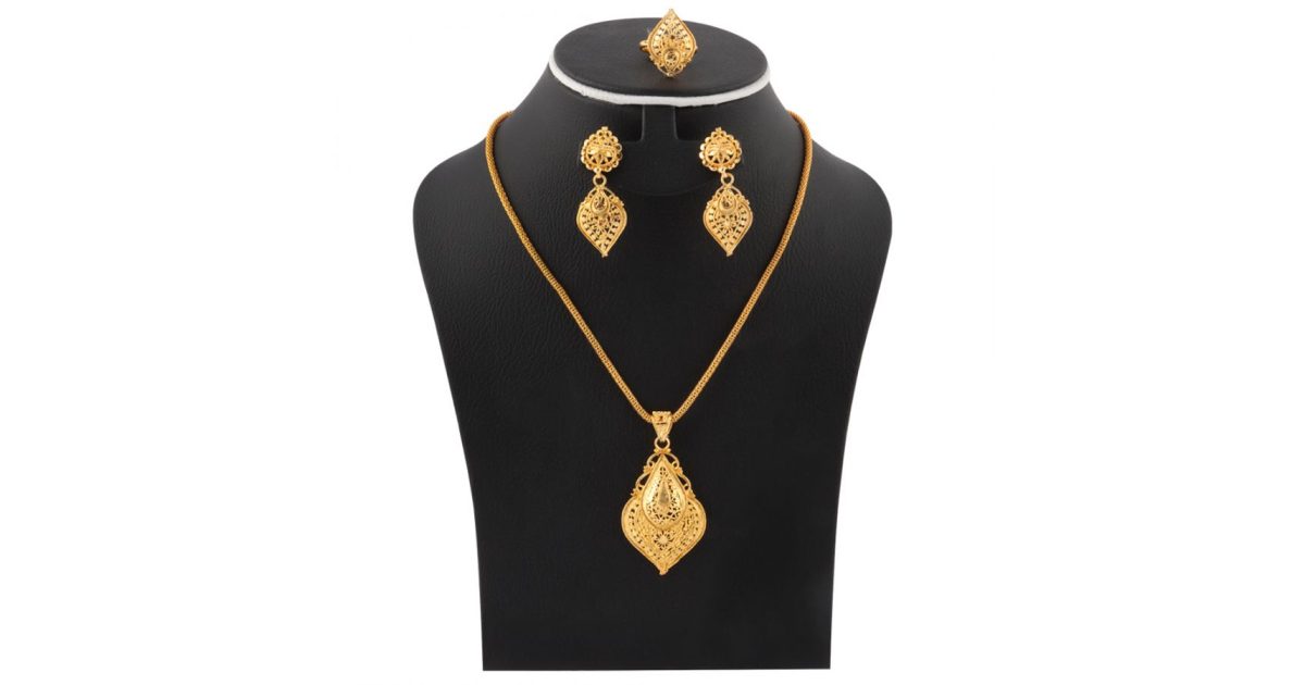 Milano 18K Gold Plated Ring, Earing & Necklace Set, M15 price, review and buy in UAE, Dubai, Abu Dhabi |aimsouq.com