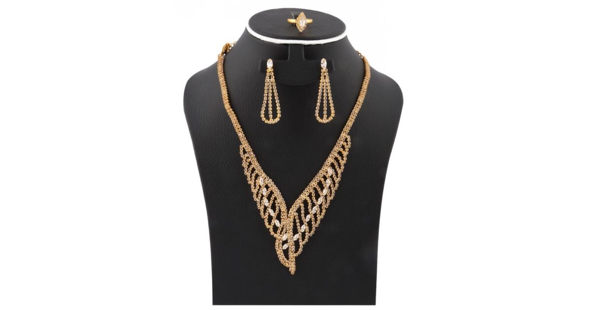 Milano 18K Gold Plated Ring, Earing & Necklace Set, M26 price, review and buy in UAE, Dubai, Abu Dhabi |aimsouq.com