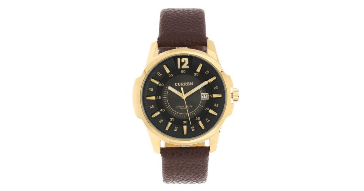 Curren Mens  Black Dial Leather Band Watch [8123-golden/black] price, review and buy in UAE, Dubai, Abu Dhabi |aimsouq.com
