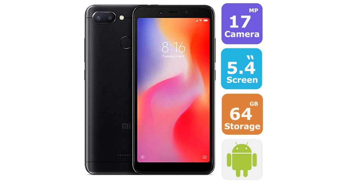 Xiaomi Redmi 6 Dual Sim Smartphone(Android 8.1,5.45 Inch, 4G+WiFi,64GB+4GB),Black,Blue,Gold Year Warranty price, review and buy in UAE, Dubai, Abu Dhabi |aimsouq.com