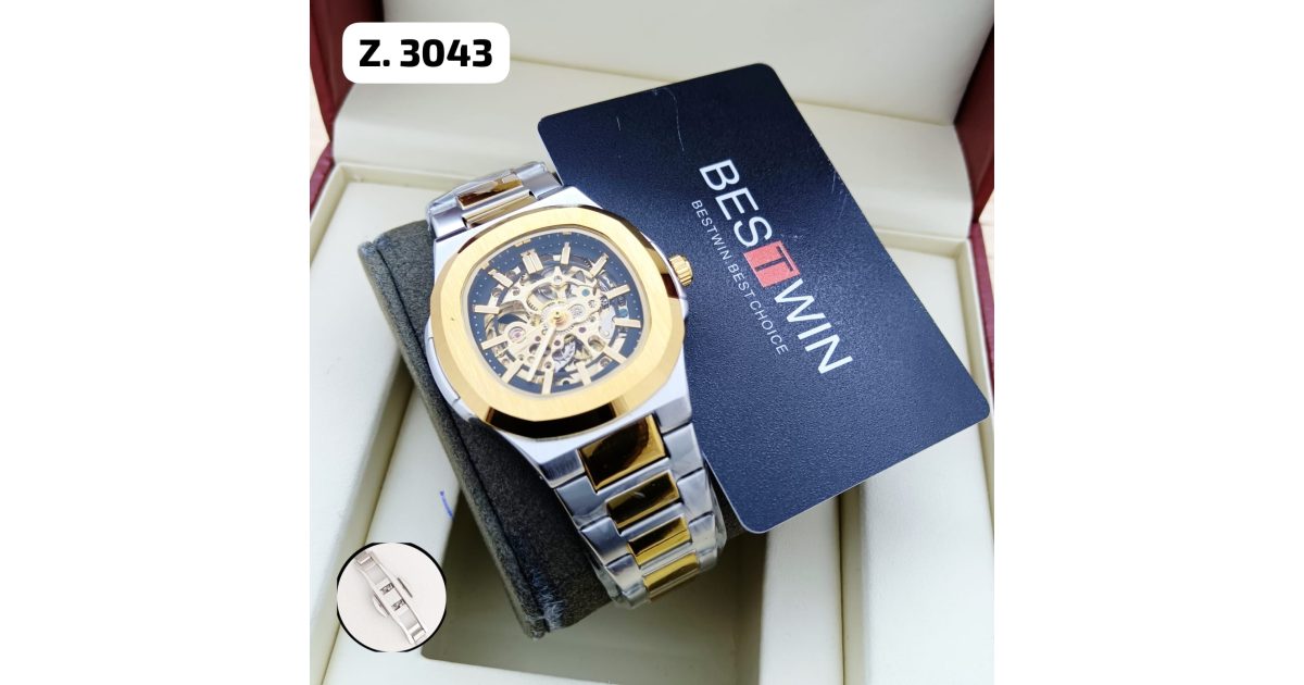 Bestwin Mechanic Design Watch - Z3034 - Silver/Blue price in UAE | aimsouq.com