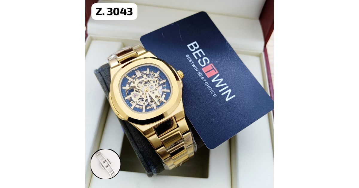 Bestwin Mechanic Design Watch - Z3034 - Gold/Blue price in UAE | aimsouq.com