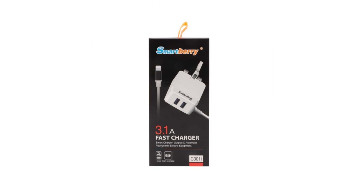 Smartberry 3.1A Fast Charger For IOS, C301iprice, review and buy in UAE, Dubai, Abu Dhabi |aimsouq.com